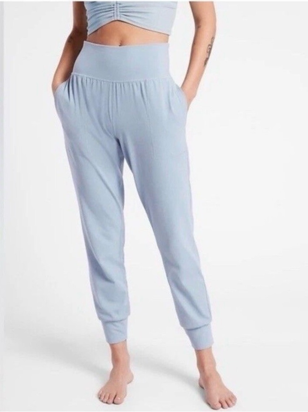 Athleta Salutation Jogger Light Blue High-Waist Jogger Pants